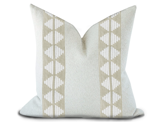 Custom Made Pillow Cover with Thibaut King’s  point Tape in Linen / Self-Piping