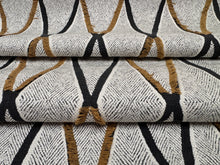Load image into Gallery viewer, Brentano Altitude Fortune Cookie Black Brown Off White Geometric Artisanal Textures Upholstery Fabric STA 6393