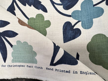 Load image into Gallery viewer, Christopher Farr
Array Dark Indigo By Makoto Kagoshima Chariots On Fire Hand Printed in England Linen Fabric STA 6405