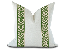 Load image into Gallery viewer, Custom Made Pillow Cover with Thibaut Belinda Tape in Fern / Self-Piping