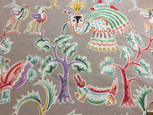 Load image into Gallery viewer, Clarence House Huberta Print Home Decor Whimsical Heavy Linen Drapery  Fabric Taupe Coral Aqua Green Tiger Chinoiserie