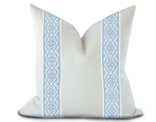 Load image into Gallery viewer, Custom Made Pillow Cover with Thibaut Belinda Tape in Powder / Self-Piping