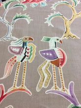 Load image into Gallery viewer, Clarence House Huberta Print Home Decor Whimsical Heavy Linen Drapery  Fabric Taupe Coral Aqua Green Tiger Chinoiserie
