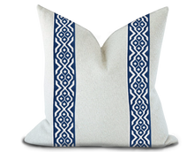 Load image into Gallery viewer, Custom Made Pillow Cover with Thibaut Belinda Tape in Bermuda / Self-Piping
