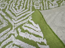 Load image into Gallery viewer, Meg Braff Designs Vienna Woods Apple Green &amp; White Large Scale Stylized Abstract Ikat Print Indoor-Outdoor Fabric STA 6418