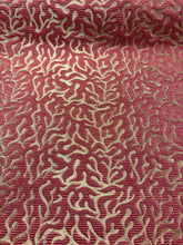 Load image into Gallery viewer, Brentano Coral Pattern Tropical Upholstery Drapery Fabric Gold Metallic Red