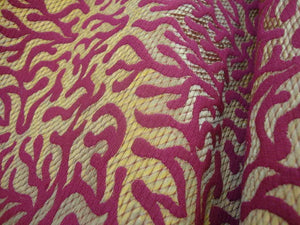 Brentano Coral Pattern Tropical Upholstery Drapery Fabric Gold Metallic Red