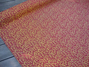 Brentano Coral Pattern Tropical Upholstery Drapery Fabric Gold Metallic Red