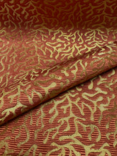 Load image into Gallery viewer, Brentano Coral Pattern Tropical Upholstery Drapery Fabric Gold Metallic Red