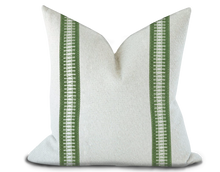Load image into Gallery viewer, Custom Made Pillow Cover with Thibaut Cecily Tape in Emerald / Self-Piping