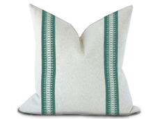 Load image into Gallery viewer, Custom Made Pillow Cover with Thibaut Cecily Tape in Peacock / Self-Piping