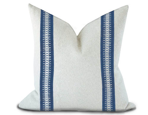 Custom Made Pillow Cover with Thibaut Cecily Tape in Bermuda / Self-Piping