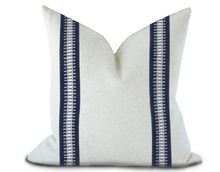 Load image into Gallery viewer, Custom Made Pillow Cover with Thibaut Cecily Tape in Navy / Self-Piping