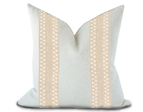 Custom Made Pillow Cover with Thibaut Perla Tape in Linen / Self-Piping