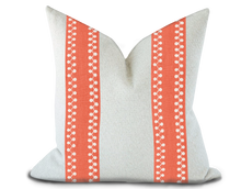 Load image into Gallery viewer, Custom Made Pillow Cover with Thibaut Perla Tape in Coral / Self-Piping