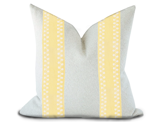Custom Made Pillow Cover with Thibaut Perla Tape in Daffodil / Self-Piping