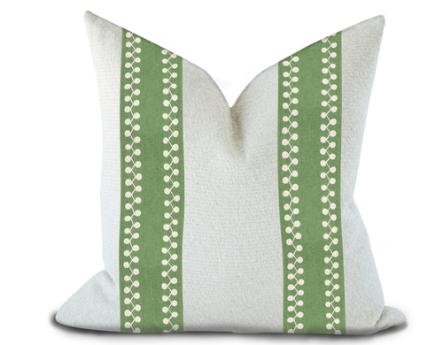 Custom Made Pillow Cover with Thibaut Perla Tape in Kelly / Self-Piping
