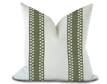 Load image into Gallery viewer, Custom Made Pillow Cover with Thibaut Perla Tape in Juniper / Self-Piping