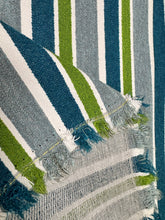 Load image into Gallery viewer, Link Outdoor Beach Comber Turquoise Luxury Texture Horizontal Striped Vibrant Coastal Outdoor Indoor Upholstery Fabric STA 6423