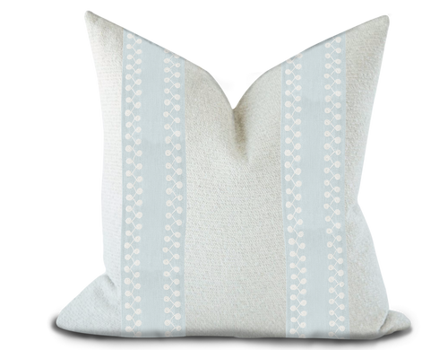 Custom Made Pillow Cover with Thibaut Perla Tape in Mist / Self-Piping