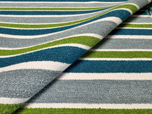 Load image into Gallery viewer, Link Outdoor Beach Comber Turquoise Luxury Texture Horizontal Striped Vibrant Coastal Outdoor Indoor Upholstery Fabric STA 6423