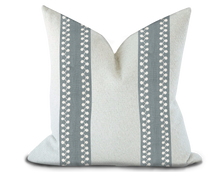 Load image into Gallery viewer, Custom Made Pillow Cover with Thibaut Perla Tape in Slate / Self-Piping
