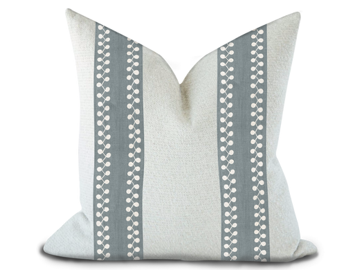 Custom Made Pillow Cover with Thibaut Perla Tape in Slate / Self-Piping