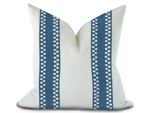 Custom Made Pillow Cover with Thibaut Perla Tape in Bermuda / Self-Piping