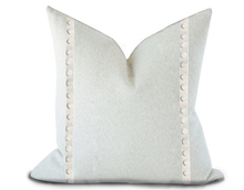 Load image into Gallery viewer, Custom Made Pillow Cover with Thibaut Pom Pom Tape in Snow White / Self-Piping