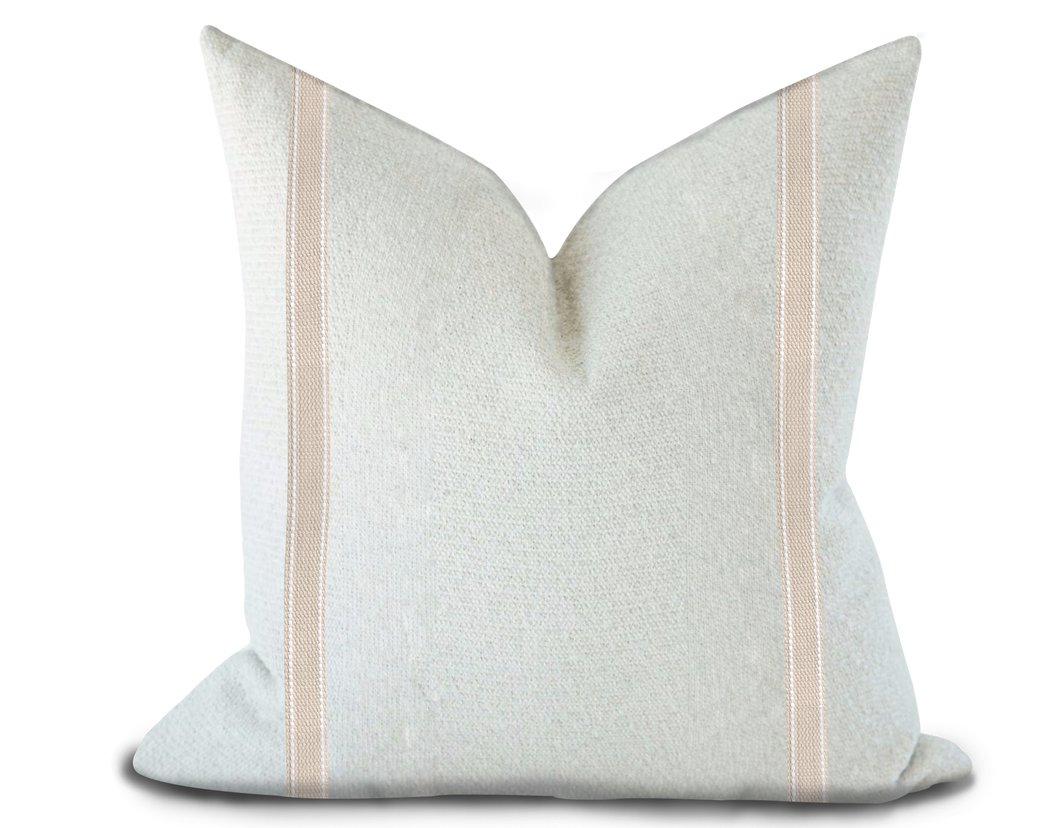Custom Made Pillow Cover with Thibaut Beckett Tape in Linen / Self-Piping