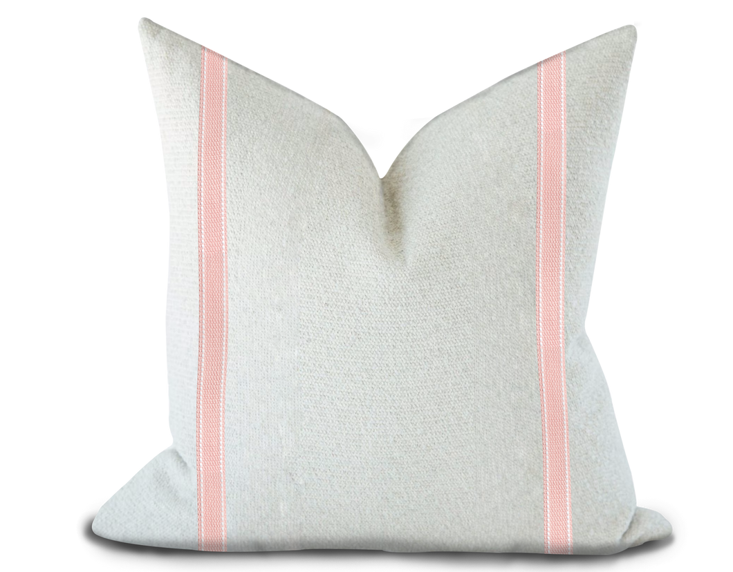 Custom Made Pillow Cover with Thibaut Beckett Tape in Blossom / Self-Piping