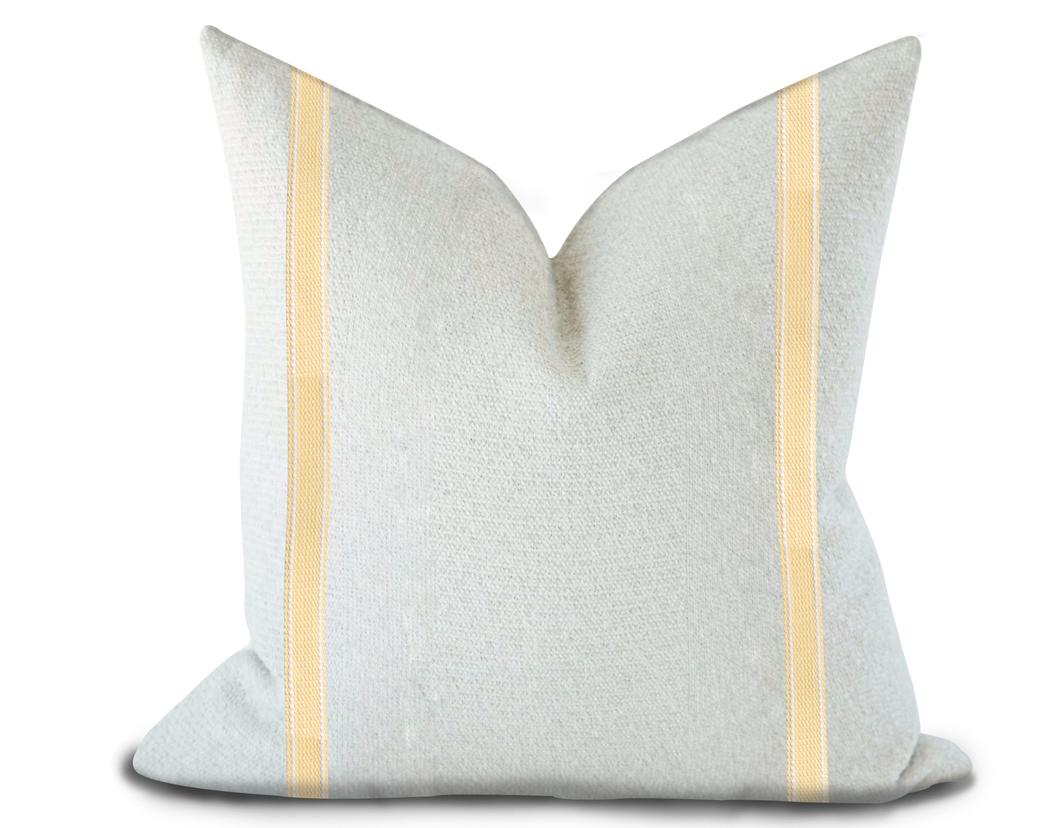 Custom Made Pillow Cover with Thibaut Beckett Tape in Buttercup / Self-Piping