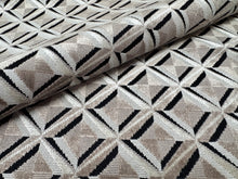 Load image into Gallery viewer, Osborne &amp; Little Amelia F7422-04 Black Taupe 3 D Diamond Geometric Cut Velvet Weave Upholstery Fabric STA 6437