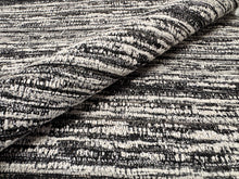 Load image into Gallery viewer, Perennials Wild Child Goth Charcoal Black Chalk Off White Mix Heavy Texture Horizontal Stripe Bands Water Stain Resistant Fabric STA 6438