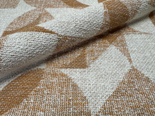 Load image into Gallery viewer, Nobilis Kiruna Vanille Ocre Caramel Brown Off White Woven Abstract Geometric Graphic Painting Texture Fabric STA 6446