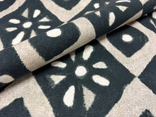 Load image into Gallery viewer, Pierre Frey Alatao Black  Neutral/Beige Large Geometric Africa Block Print Cotton Fabric STA 6449