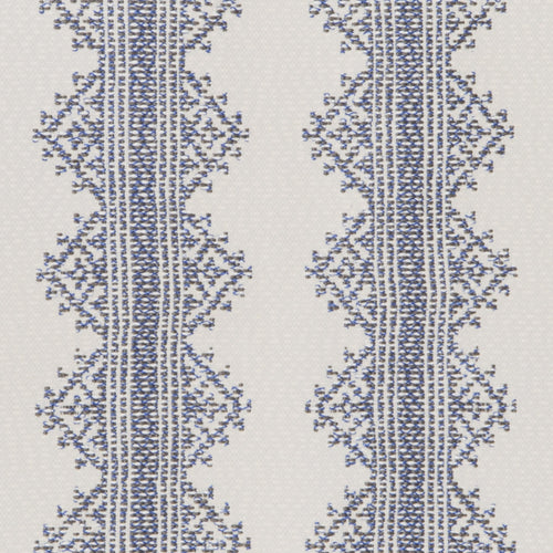 Rosemary Hallgarten Eden Adrift Blue Off White Indoor Outdoor Ethnic Stripe Upholstery Fabric STA 1886