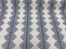 Load image into Gallery viewer, Rosemary Hallgarten Eden Adrift Blue Off White Indoor Outdoor Ethnic Stripe Upholstery Fabric STA 1886
