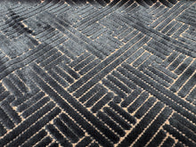 Load image into Gallery viewer, Stout Hodgeville Baltic Dark Navy Blue Modern Geometric Water Resistant Cut Velvet Upholstery Fabric STA 6259