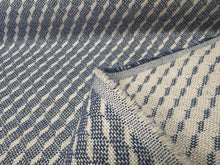 Load image into Gallery viewer, Remnant Schumacher Semi Plain Sullivan Blue Distinct  Diagonals Geometric Design Reversible Water Resistant Upholstery Fabric STA 6263