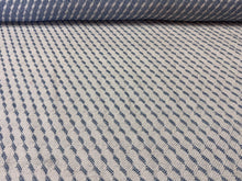 Load image into Gallery viewer, Remnant Schumacher Semi Plain Sullivan Blue Distinct  Diagonals Geometric Design Reversible Water Resistant Upholstery Fabric STA 6263