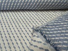 Load image into Gallery viewer, Remnant Schumacher Semi Plain Sullivan Blue Distinct  Diagonals Geometric Design Reversible Water Resistant Upholstery Fabric STA 6263