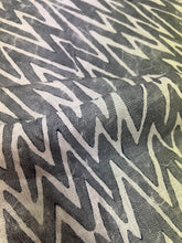 Load image into Gallery viewer, Fret Fabrics Ziggety Zag Grey Cream Abstract Chevron Geometric Linen Viscose Upholstery Drapery Fabric STA 3012
