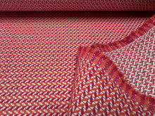 Load image into Gallery viewer, Designer Performance Herringbone Weave V Shaped Twill Pattern Texture Red Orange White Woven Upholstery Fabric