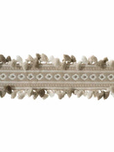 Load image into Gallery viewer, 4.75” Wide Luxury Linen Wool Taupe Beige Cream Embroidered Tassel Fringe Tape Trim