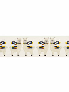 4”Wide Luxury Embroidered Cream Yellow Blue Green Llama Window Drapery Tape Trim