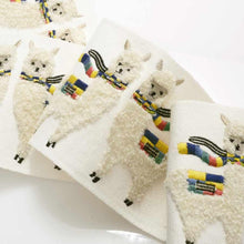 Load image into Gallery viewer, 4”Wide Luxury Embroidered Cream Yellow Blue Green Llama Window Drapery Tape Trim