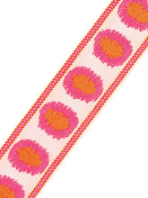 Load image into Gallery viewer, 3 1/8”Wide Luxury Ivory Hot Pink Orange Geometric Ikat Drapery Tape Trim