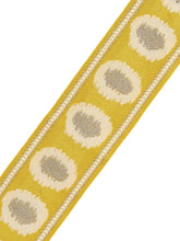 Load image into Gallery viewer, 3 1/8”Wide Luxury Yellow Grey Ivory Geometric Ikat Drapery Tape Trim
