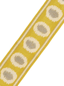 3 1/8”Wide Luxury Yellow Grey Ivory Geometric Ikat Drapery Tape Trim